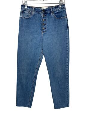 Abercrombie & Fitch The Mom High Rise Jeans Button Fly Blue Denim Women's 29 8L